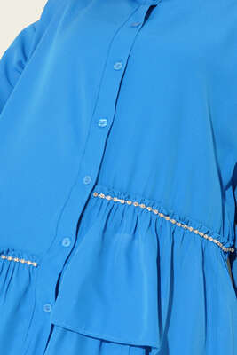 Şerit Taş Detaylı Gömlek Saks - Gömlek