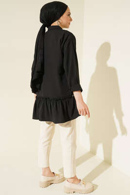 Şerit Taş Detaylı Gömlek Siyah - Gömlek