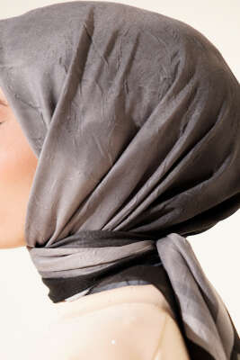 Şeritli Bambu Kraş Eşarp Antrasit - Başörtüsü