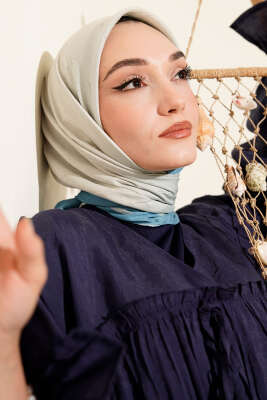  Şeritli Bambu Kraş Eşarp Bebe Mavi - Başörtüsü