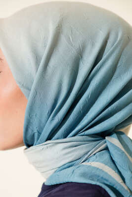  Şeritli Bambu Kraş Eşarp Bebe Mavi - Başörtüsü