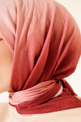 Şeritli Bambu Kraş Eşarp Bordo Bej - Başörtüsü