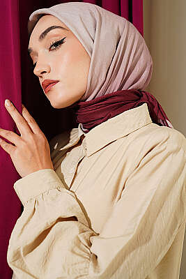 Şeritli Bambu Kraş Eşarp Burgonya - MODA KAŞMİR