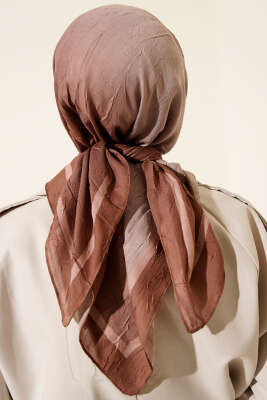  Şeritli Bambu Kraş Eşarp Camel - Başörtüsü