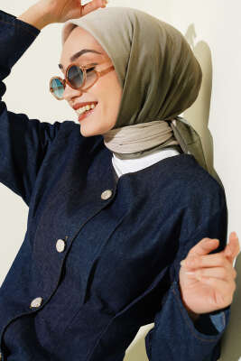  Şeritli Bambu Kraş Eşarp Haki 