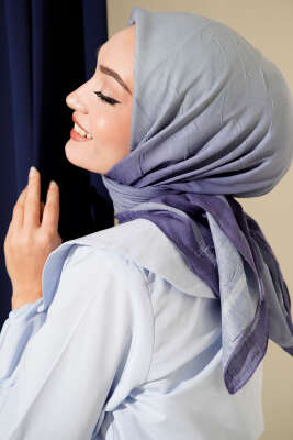  Şeritli Bambu Kraş Eşarp Lila - Başörtüsü