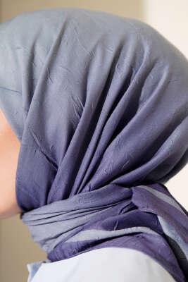  Şeritli Bambu Kraş Eşarp Lila - Başörtüsü