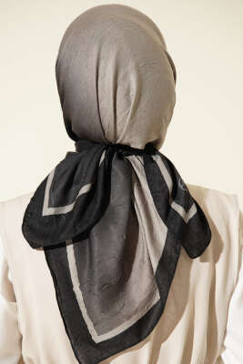  Şeritli Bambu Kraş Eşarp Siyah - Başörtüsü