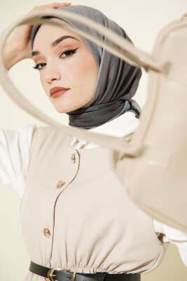 Şeritli Bambu Kraş Eşarp Siyah Füme - MODA KAŞMİR