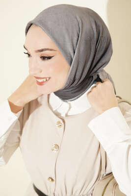 Şeritli Bambu Kraş Eşarp Siyah Füme - Başörtüsü