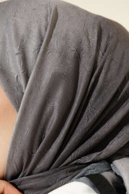 Şeritli Bambu Kraş Eşarp Siyah Füme - Başörtüsü