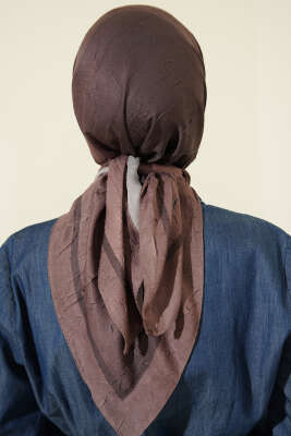  Şeritli Bambu Kraş Eşarp Sütlü Kahve - Başörtüsü