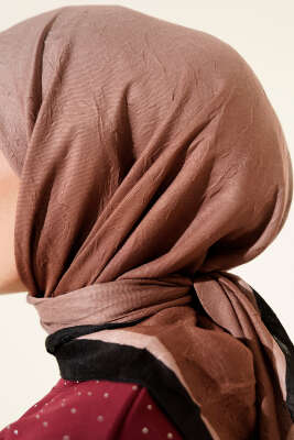 Şeritli Bambu Kraş Eşarp Toprak - Başörtüsü