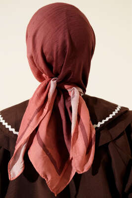 Şeritli Bambu Kraş Eşarp Yavru Ağzı - Başörtüsü