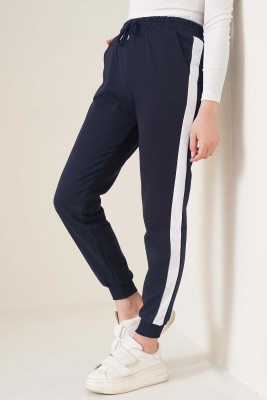 Şeritli Bileği Ribanalı Unisex Jogger Lacivert 