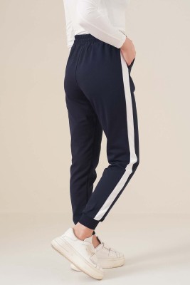 Şeritli Bileği Ribanalı Unisex Jogger Lacivert - Pantolon