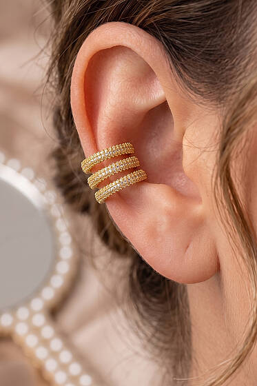 Şeritli Helix Küpe Gold - Küpe