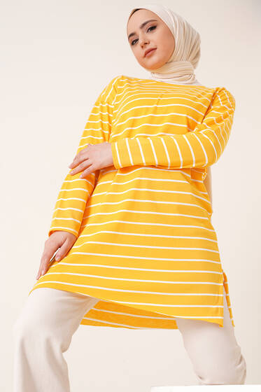 Şeritli Tunik Hardal - Tunik