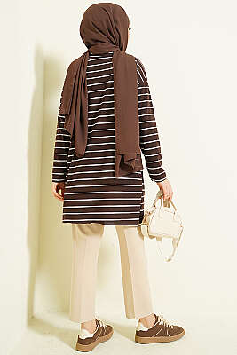 Şeritli Tunik Kahve - 100-300 TL Ürünler