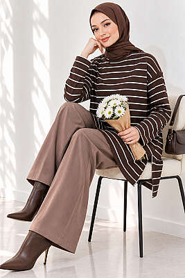 Şeritli Tunik Kahve - 100-300 TL Ürünler