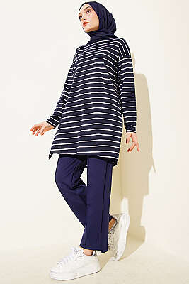 Şeritli Tunik Lacivert - Tunik