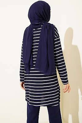 Şeritli Tunik Lacivert - Tunik