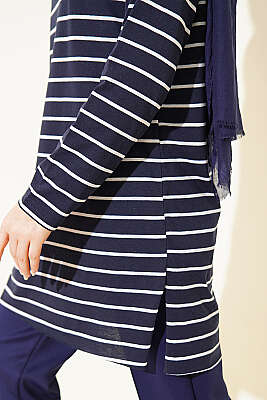 Şeritli Tunik Lacivert - Tunik