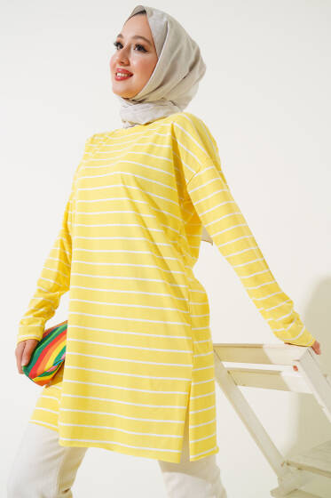 Şeritli Tunik Sarı - Tunik