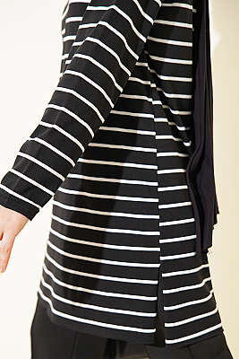 Şeritli Tunik Siyah - Tunik