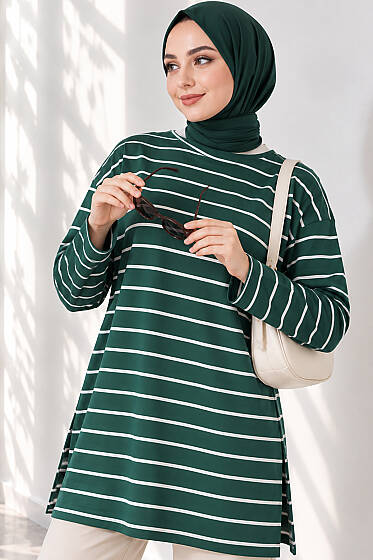 Şeritli Tunik Zümrüt Yeşili - 100-300 TL Ürünler