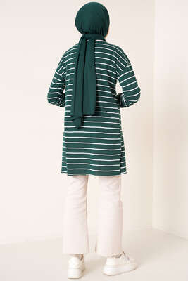 Şeritli Tunik Zümrüt Yeşili - Yılın Fırsatı