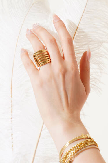 Şeritli Yüzük Gold - Yüzük