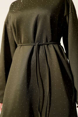 Serpme Taşlı İp Bağcıklı İkili Takım Haki - İkili Takım