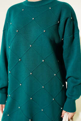 Serpme Taşlı Triko Tunik Nefti - Tunik