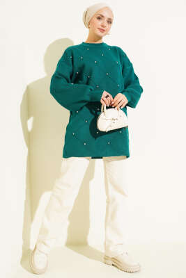 Serpme Taşlı Triko Tunik Nefti - Yılın Fırsatı