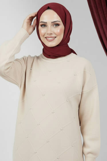 Serpme Taşlı Triko Tunik Taş - Tunik