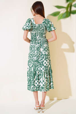 Seul Desenli Gipeli Elbise Yeşil - Kadın Giyim Modelleri