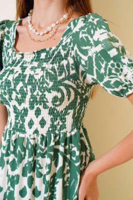 Seul Desenli Gipeli Elbise Yeşil - Kadın Giyim Modelleri