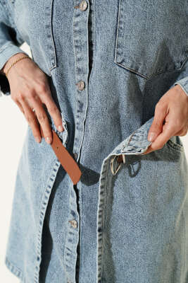 Seyyar Etekli Mini Kot Elbise Kot Mavisi - Kadın Giyim Modelleri