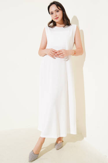 Sıfır Kol Boydan İçlik Ekru - Kadın İçlik