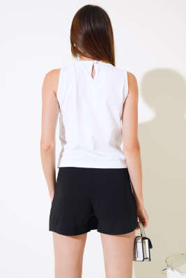 Sıfır Kol Dantelli Bluz Beyaz - Kadın Giyim Modelleri