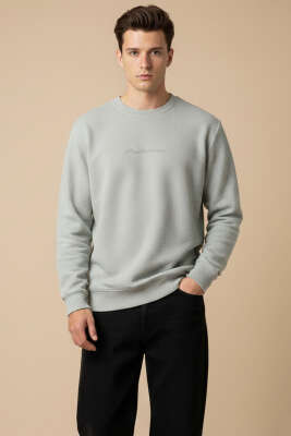  Sıfır Yaka Erkek Sweatshirt Gri - DYNAMO