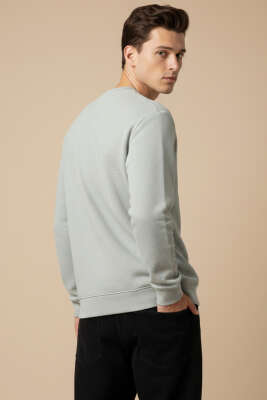  Sıfır Yaka Erkek Sweatshirt Gri - Erkek Sweatshirt