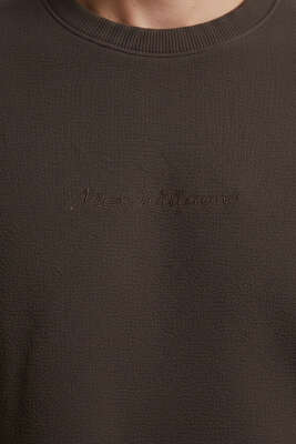  Sıfır Yaka Erkek Sweatshirt Kahve - Erkek Sweatshirt