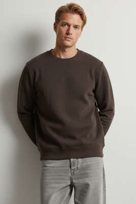  Sıfır Yaka Erkek Sweatshirt Kahve - DYNAMO