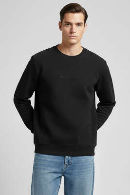  Sıfır Yaka Erkek Sweatshirt Siyah - DYNAMO