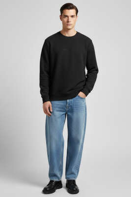  Sıfır Yaka Erkek Sweatshirt Siyah - Erkek Sweatshirt