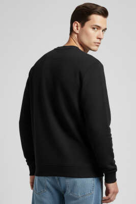  Sıfır Yaka Erkek Sweatshirt Siyah - Erkek Sweatshirt