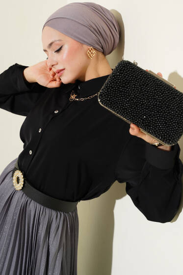 Şifon Basic Gömlek Siyah - Gömlek