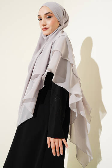  Şifon Sufle Hazır Şal Taş - Başörtüsü